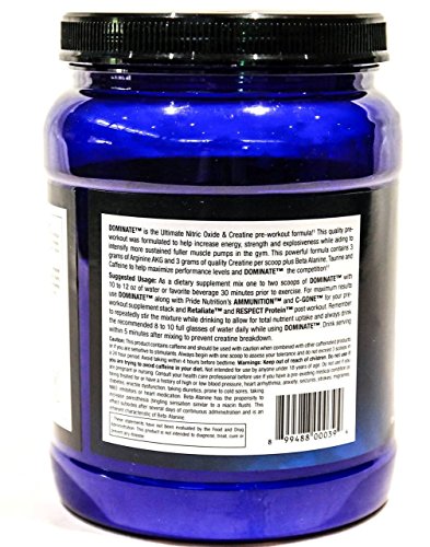 #1 Pre Workout - Dominate X 500g- Best Nitric Oxide & Creatine Pre-Workout Formula Pride NutritionUS supplements