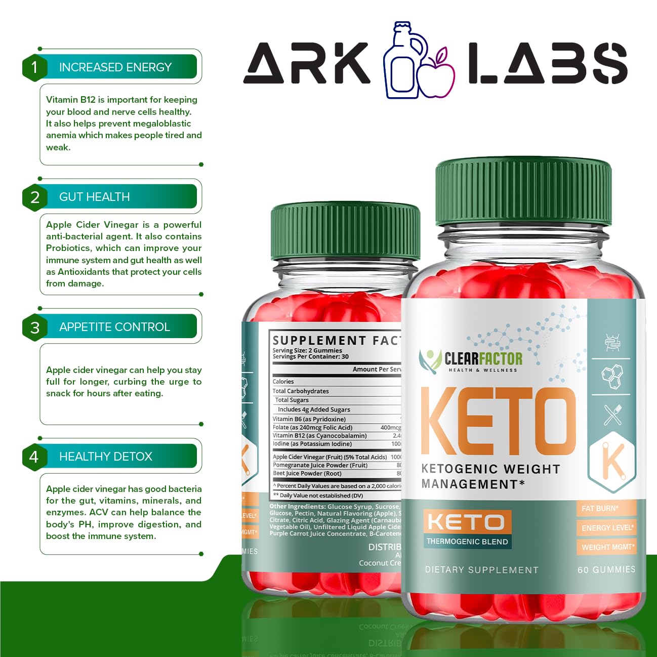 (2 Pack) Clear Factor Gummies, Clear Factor ACV Gummies, Clear Factor Gummy, Clear Factor Ark LabsUS supplements