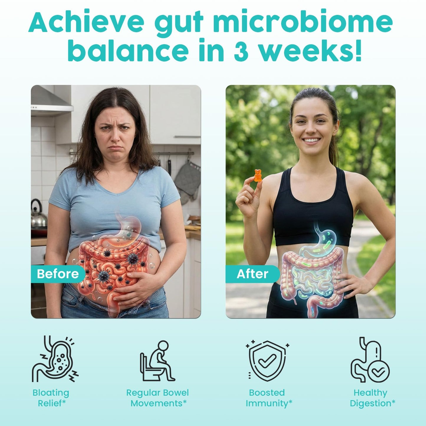 (180 Count) Probiotic Gummies, 19 in 1 Prebiotics Postbiotic Probiotic Gummies, 100 Billion CFU Probiotics for Women Men, Complete Immune, Gut & Digestive Support*, Sugar Free, Vegan HanlisteUS supplements