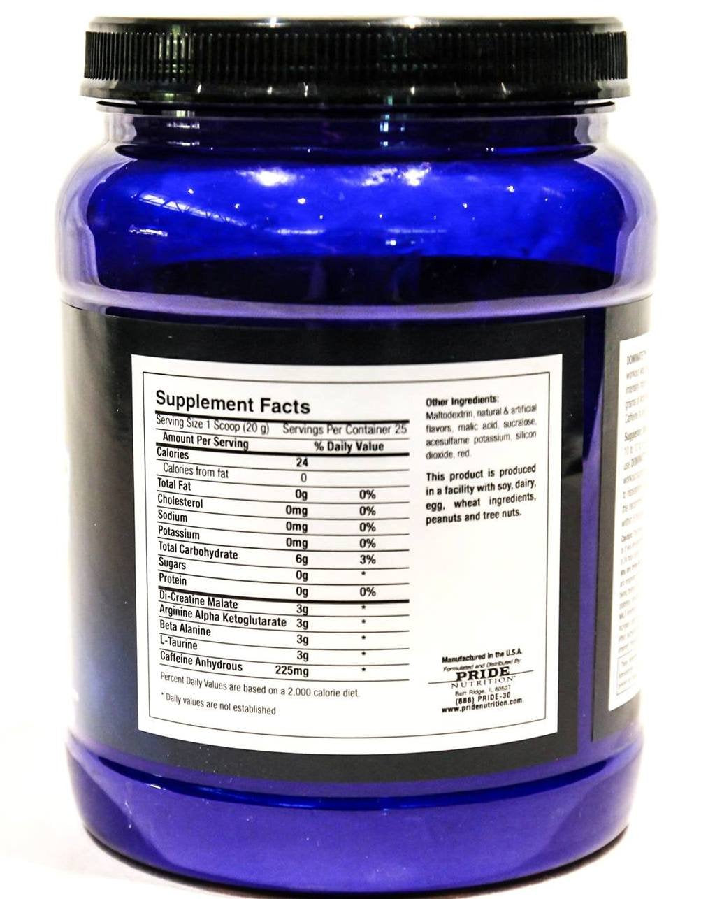 #1 Pre Workout - Dominate X 500g - Best Nitric Oxide & Creatine Pre-Workout Formula Pride NutritionUS supplements
