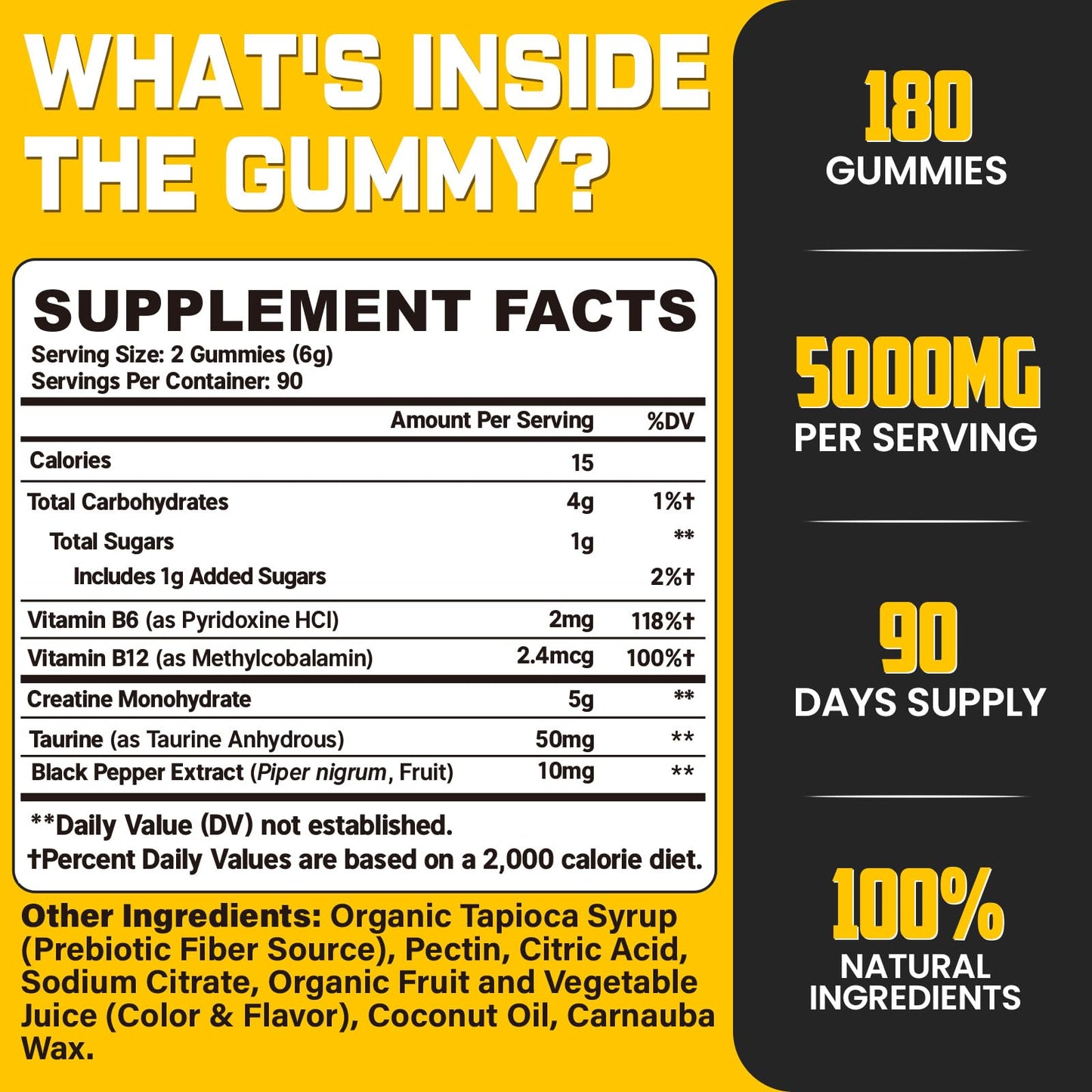 (180 Count) Creatine Monohydrate Gummies for Men & Women - Creatine Pre Workout Gummies for Muscle Builder, Muscle Strength, Recovery, Endurance, Energy, MoursopeUS supplements