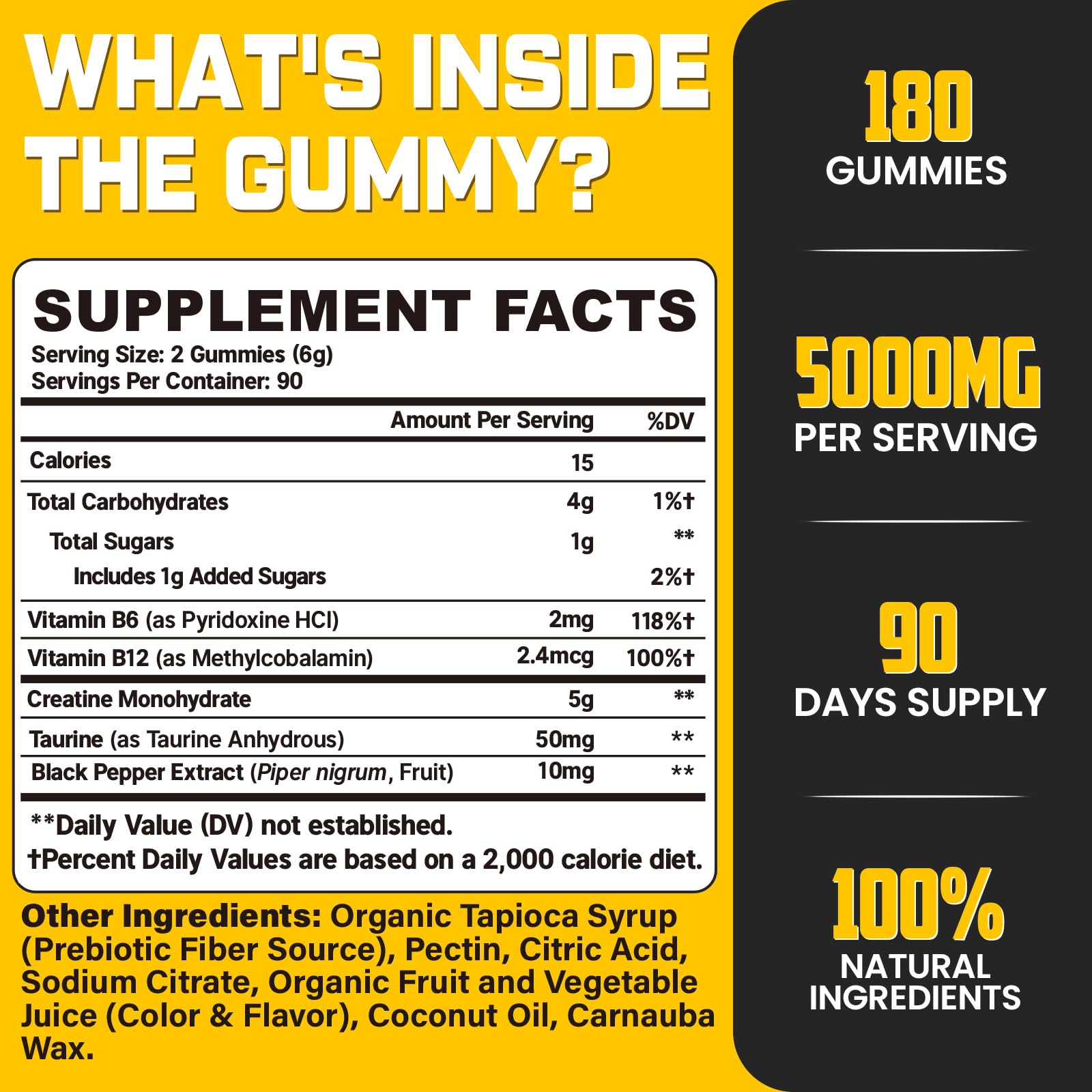 (180 Count) Creatine Monohydrate Gummies for Men & Women - Creatine Pre Workout Gummies for Muscle Builder, Muscle Strength, Recovery, Endurance, Energy, MoursopeUS supplements