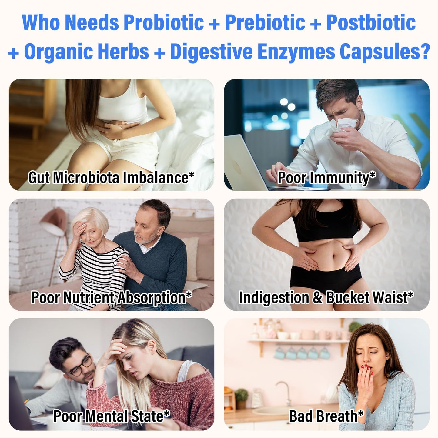 (180 Capsules) Probiotics for Women & Men, 5-in-1 Probiotic, Prebiotic, Postbiotic, Organic Herbs & 16 Digestive Enzymes Blend, 300 Billion CFU, Complete Gut Health, Digestive Health & Immune* NisavainUS supplements