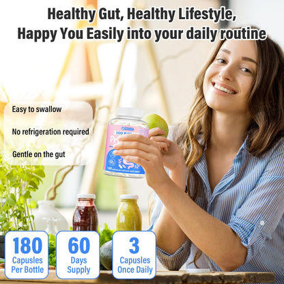 (180 Capsules) Probiotics for Women & Men, 5-in-1 Probiotic, Prebiotic, Postbiotic, Organic Herbs & 16 Digestive Enzymes Blend, 300 Billion CFU, Complete Gut Health, Digestive Health & Immune* NisavainUS supplements