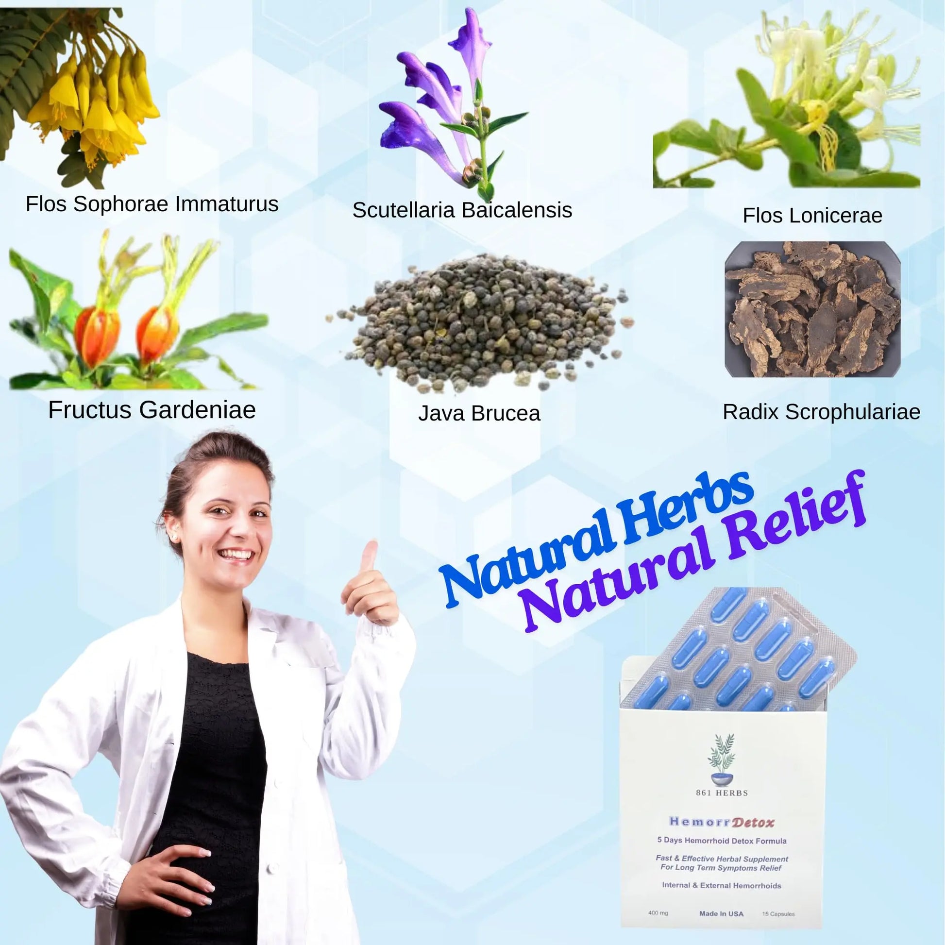 '-5-Day 15 Capsules, Fast & Long-Term Relief, Natual Herbs Formula Remedy, Address Root Causes of Hemorrhoids. 861 HERBSAu supplements